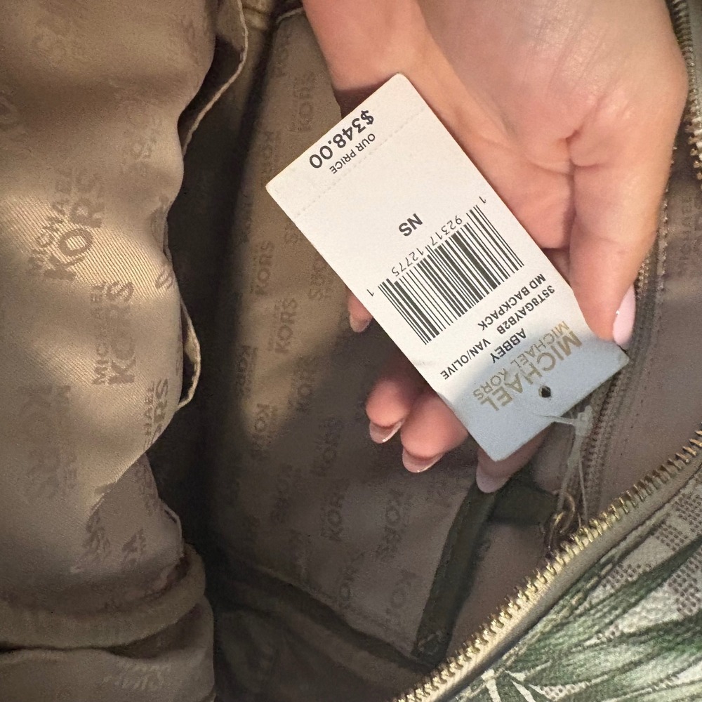 Michael Kors Abbey Medium Backpack Palm Leaf Signature Vanilla Olive 35T8GAYB2B - Picture 5 of 8